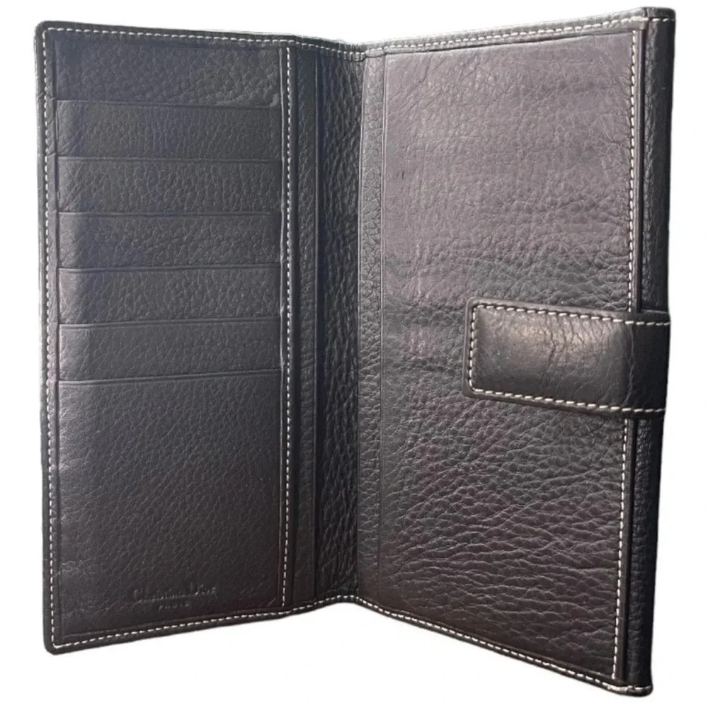 🖤Christian Dior🖤 | 2001 Black Pebbled Leather Trifold Long Wallet - Picture 10 of 14